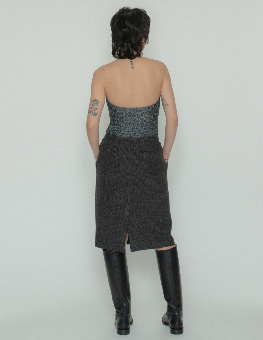 Hermès chevron cashmere skirt back view