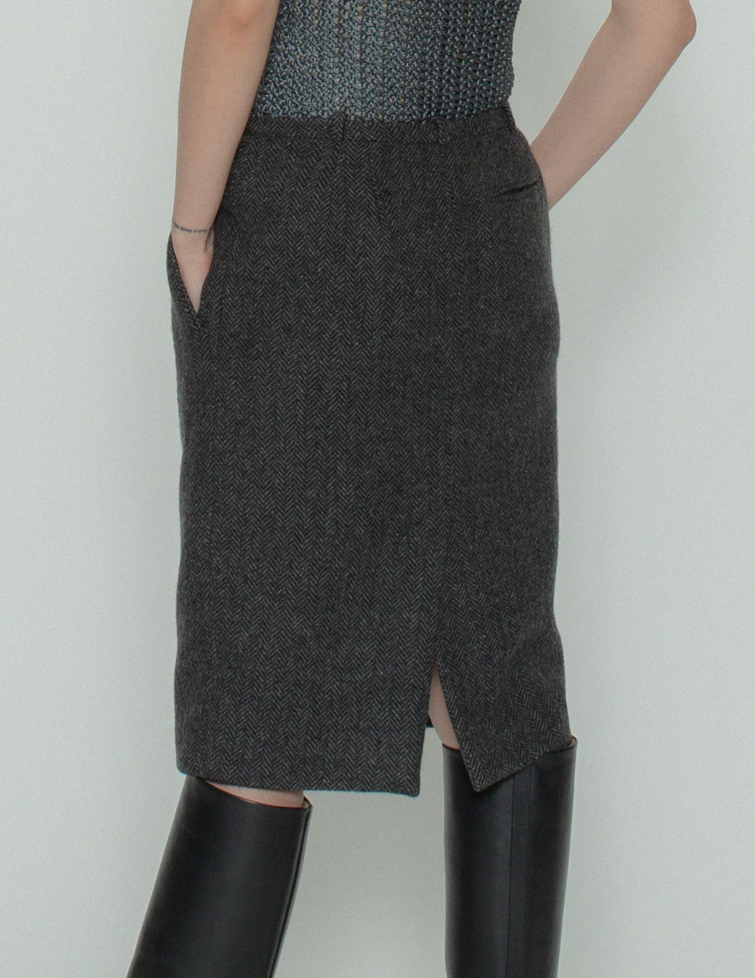 Hermès chevron cashmere skirt back detail