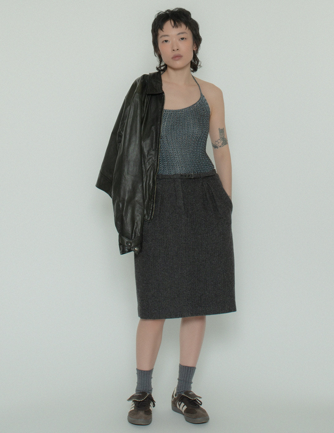 Hermès chevron cashmere skirt