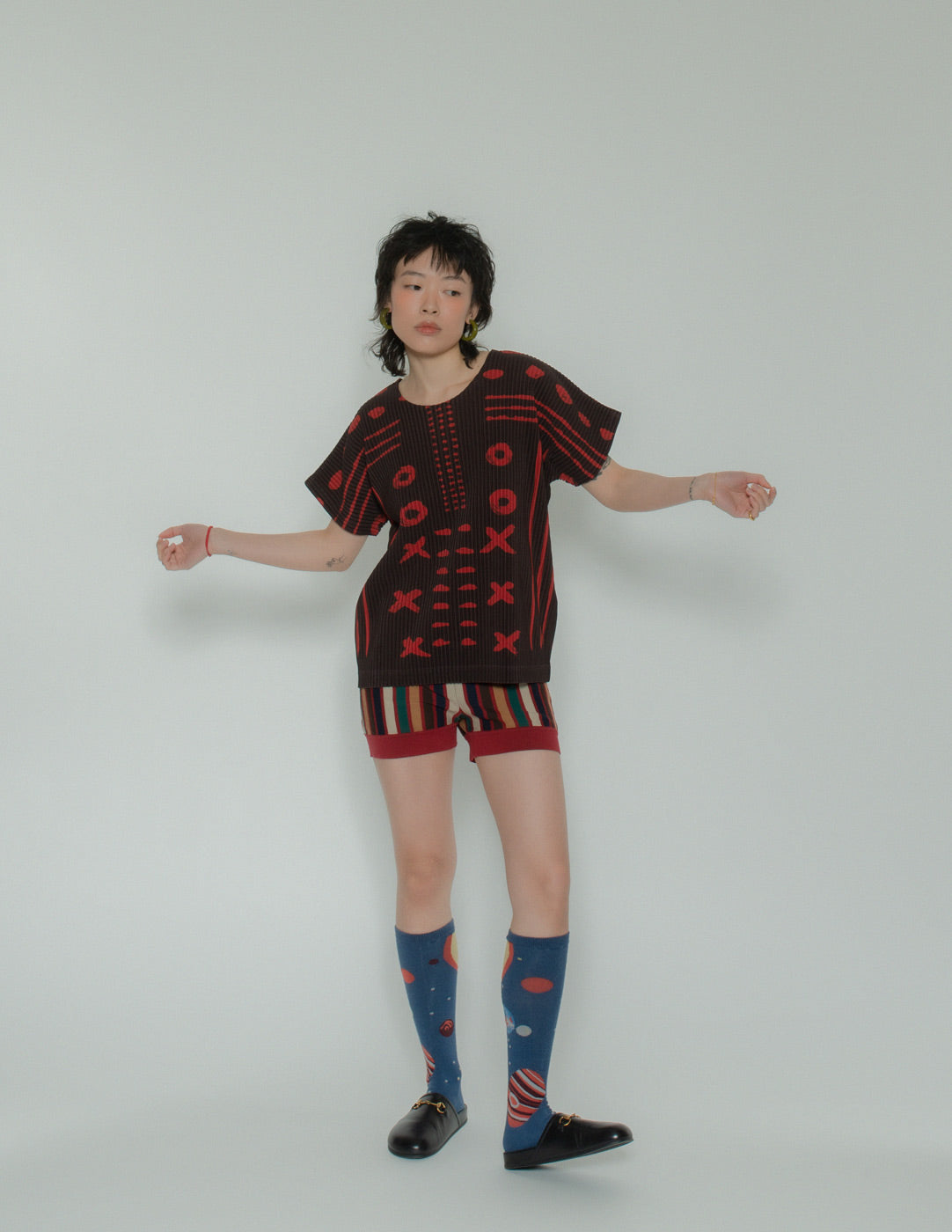 Issey Miyake pleated xoxo tee