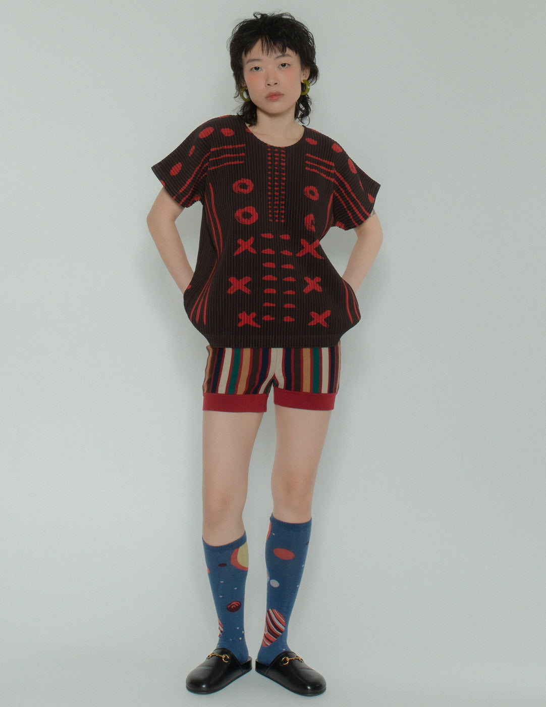 Issey Miyake pleated xoxo tee