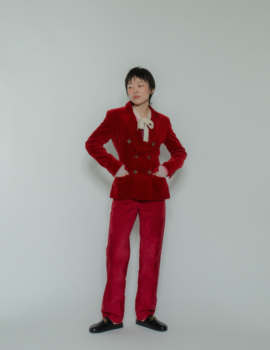Jean Paul Gaultier vintage red velvet blazer