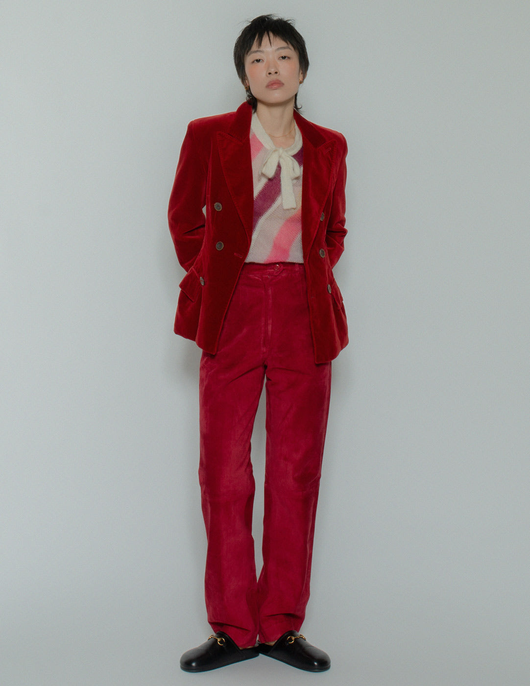 Jean Paul Gaultier vintage red velvet blazer