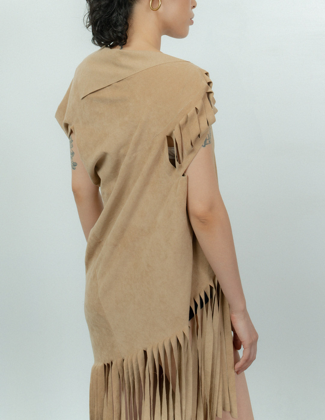 Junya Watanabe asymmetrical fringes dress top detail