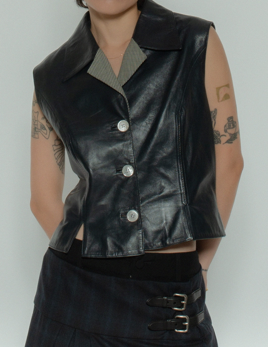 Loewe vintage buttoned leather vest front detail