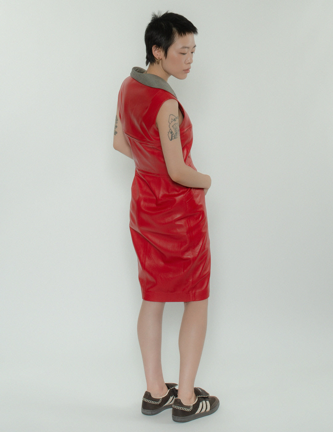 Loewe vintage buttoned leather dress back view