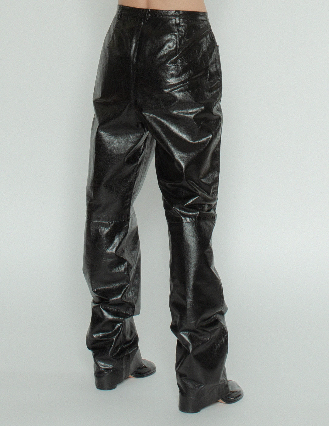 Missoni black leather trousers back detail