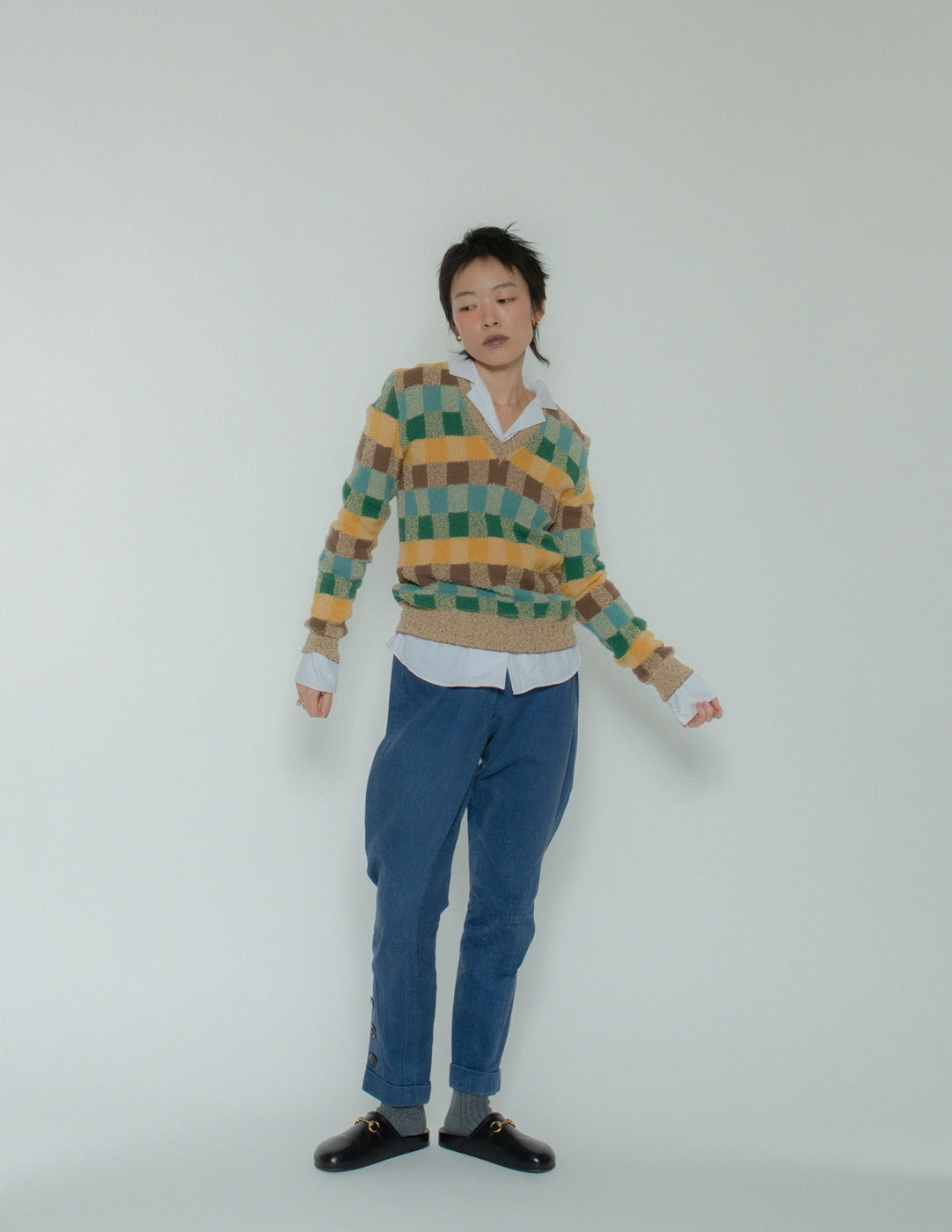 Missoni vintage checkered v-neck sweater