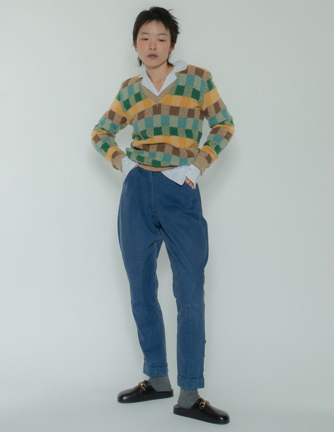 Missoni vintage checkered v-neck sweater