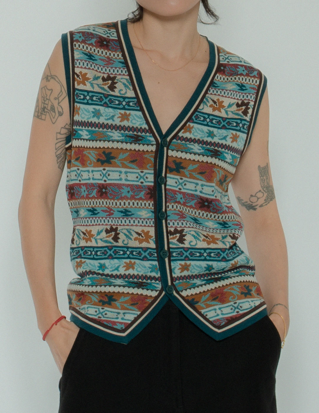 Missoni flower ribbon knit vest front detail