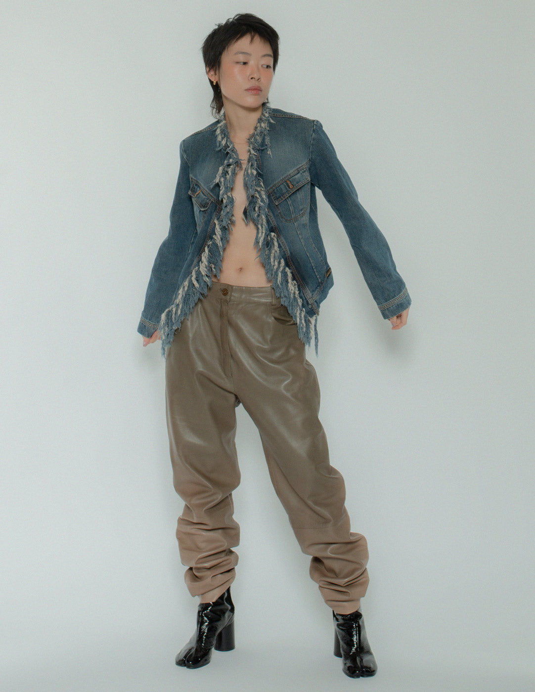 Plein Sud vintage denim jacket with fringe trim