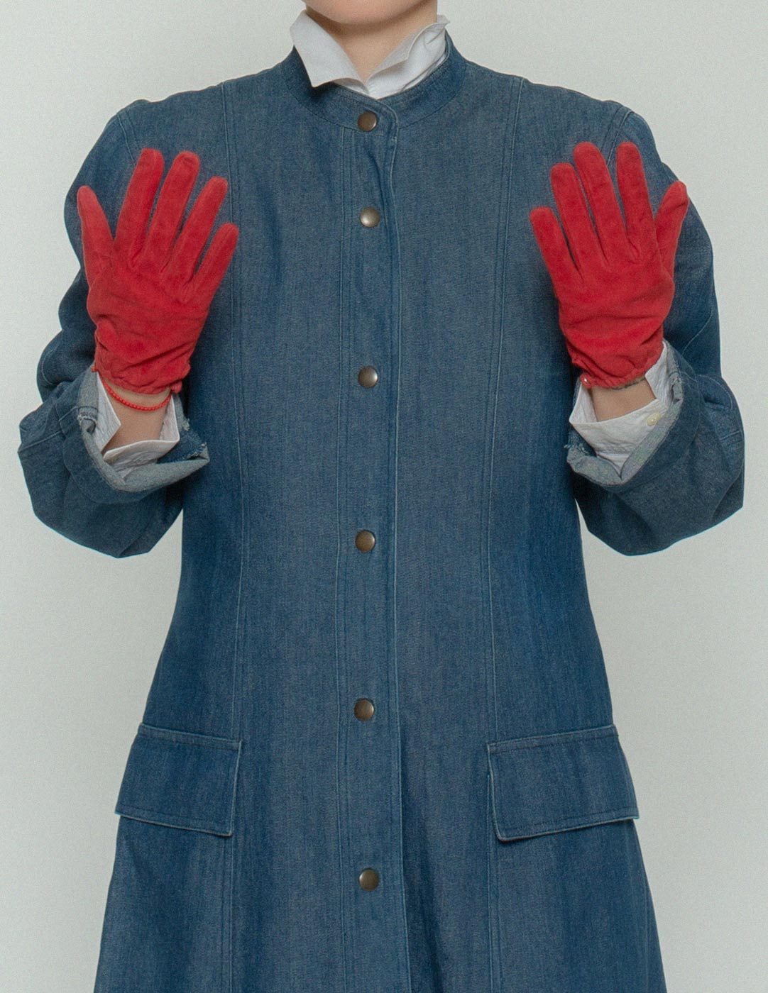 Prada red suede gloves detail