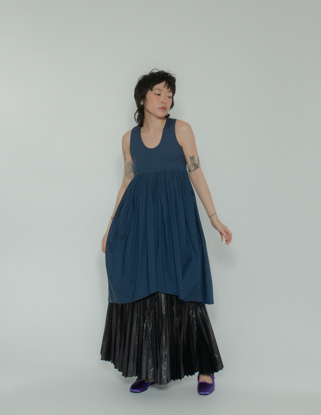 Romeo Gigli vintage smocked cotton dress