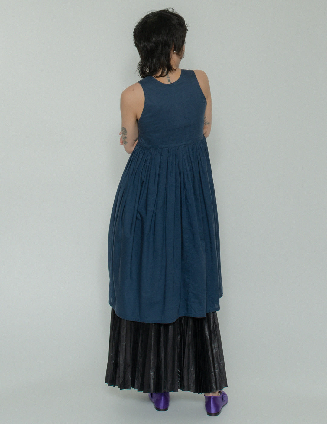 Romeo Gigli vintage smocked cotton dress back