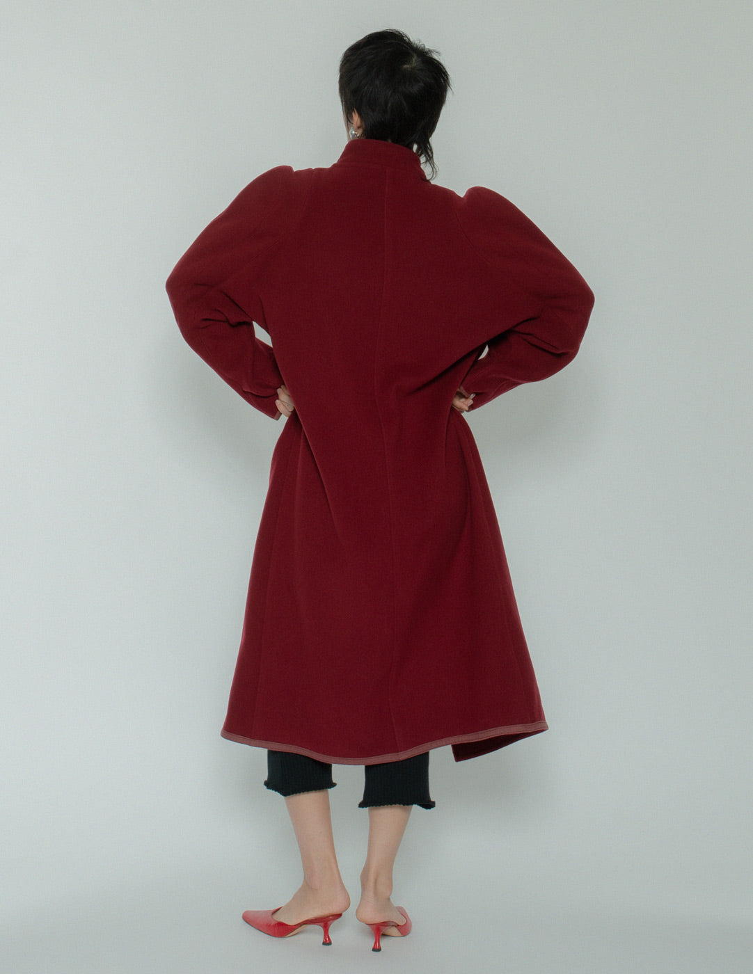 Gianni Versace vintage maroon wool and cashmere coat back