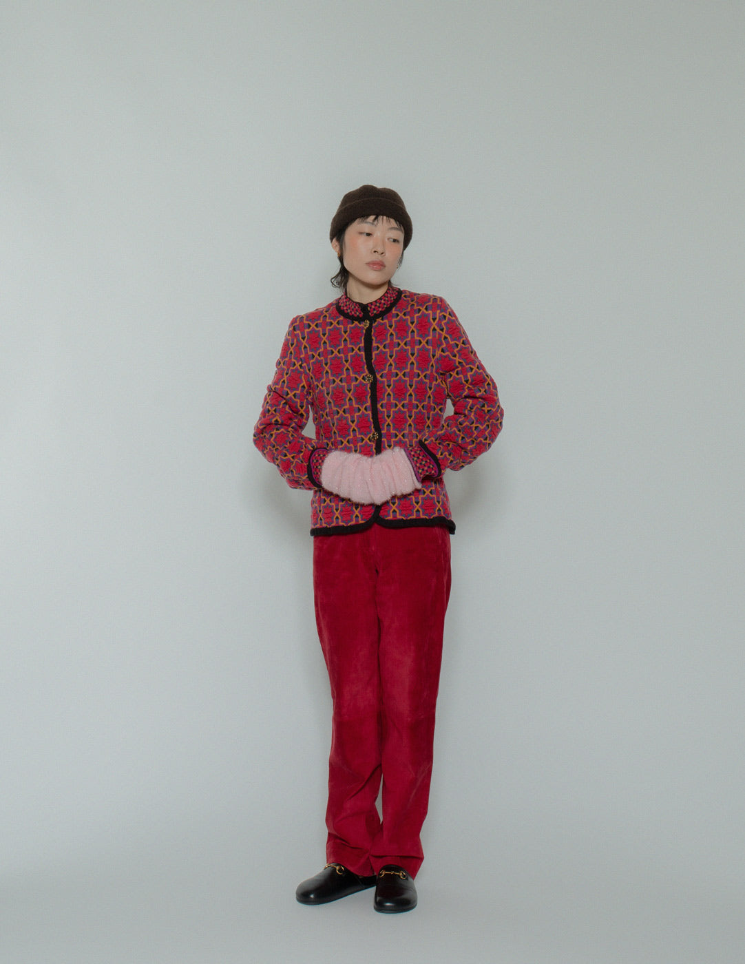 Yves Saint Laurent vintage textured motif wool cardigan jacket