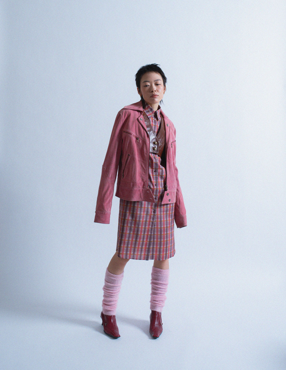 D&G pink suede moto jacket