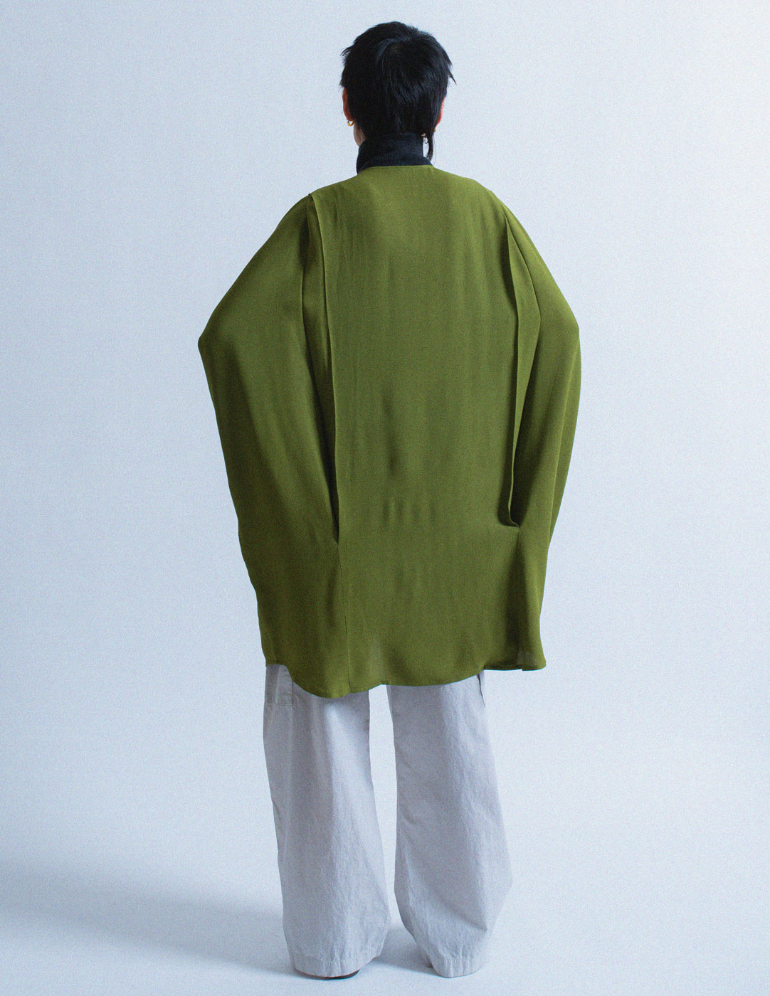 Romeo Gigli vintage green collared dress blouse back view