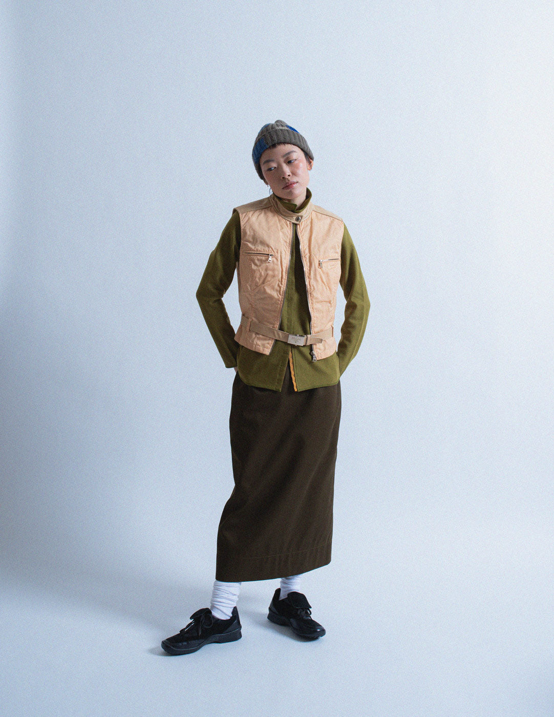 Prada nylon and leather belted vest
