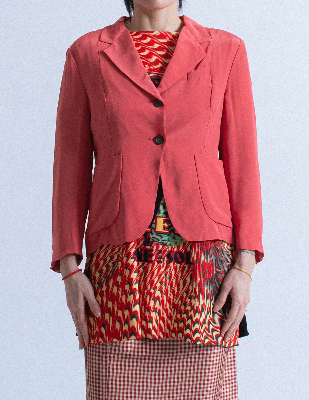 Miu Miu vintage cropped silk blazer front detail