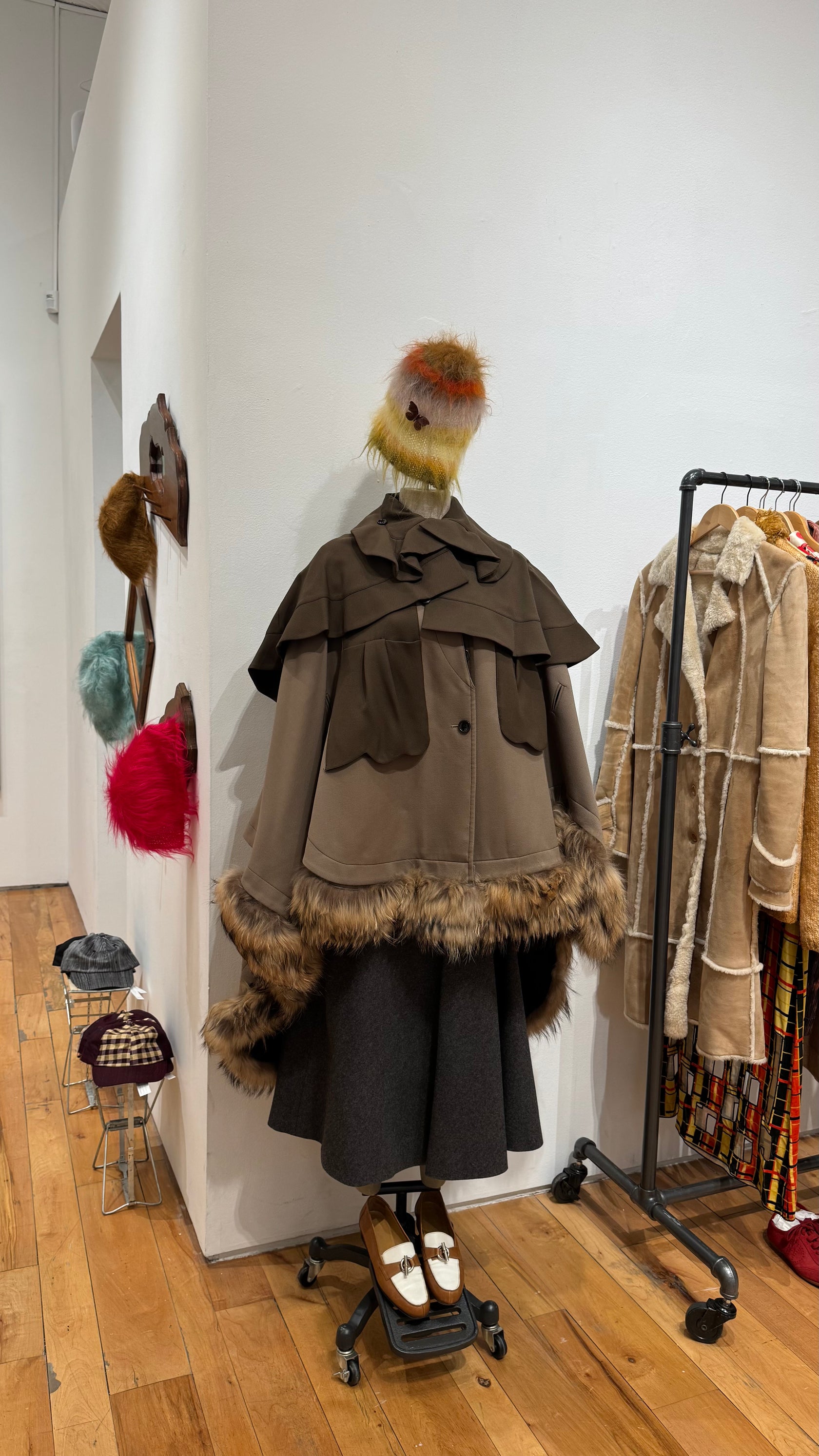 ACA JG wool and fur poncho