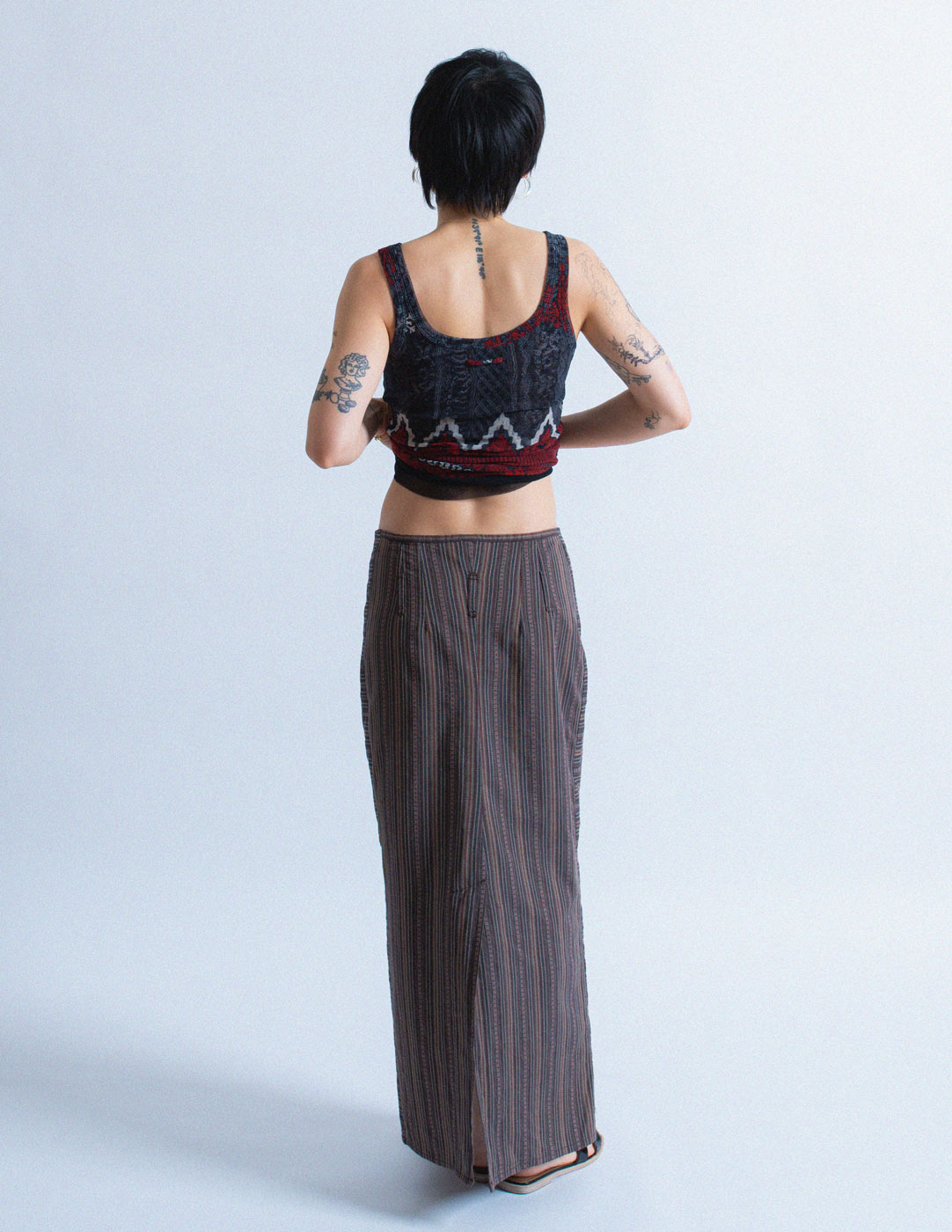 Dries Van Noten vintage striped long skirt back detail