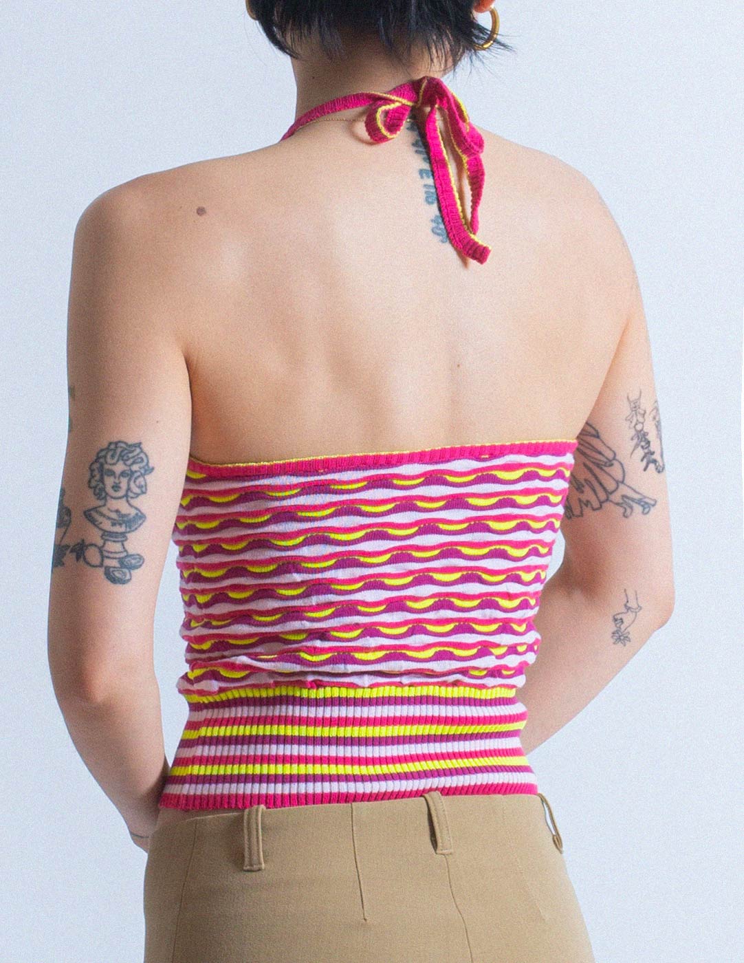 Diesel ripple knit halter top back detail