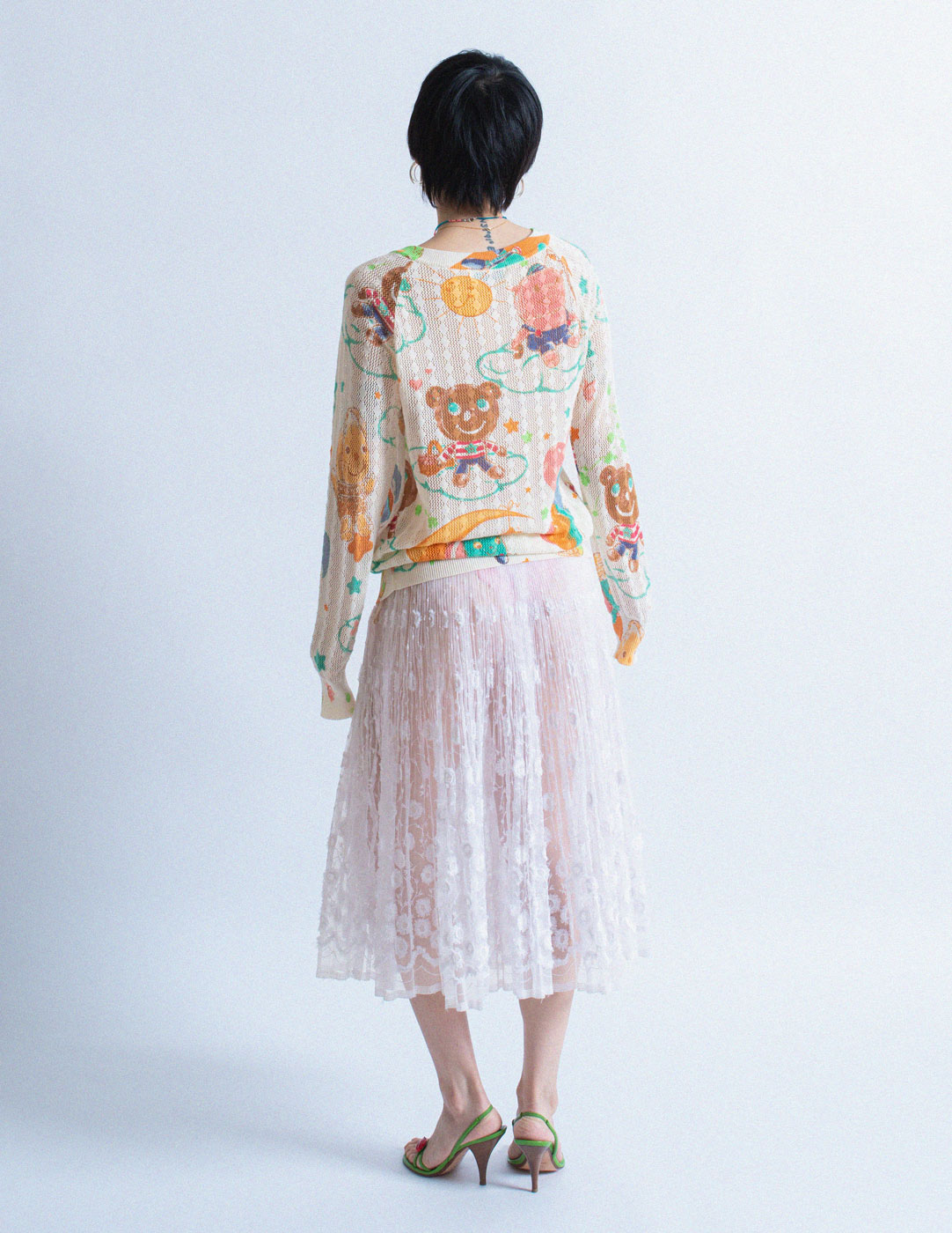 Hysteric Glamour vintage donut bear cotton cardigan back view