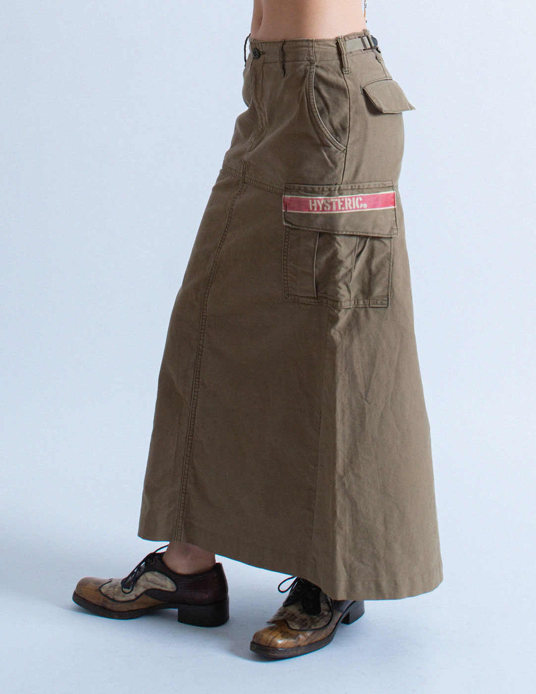 Hysteric Glamour vintage cargo maxi skirt side detail
