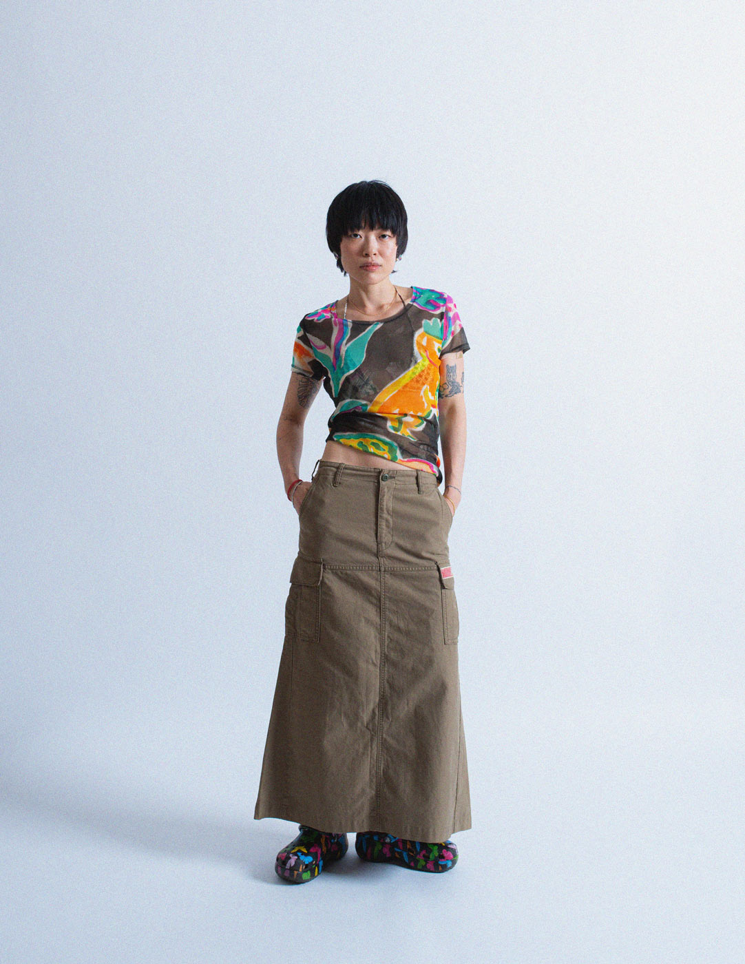 Hysteric Glamour vintage cargo maxi skirt