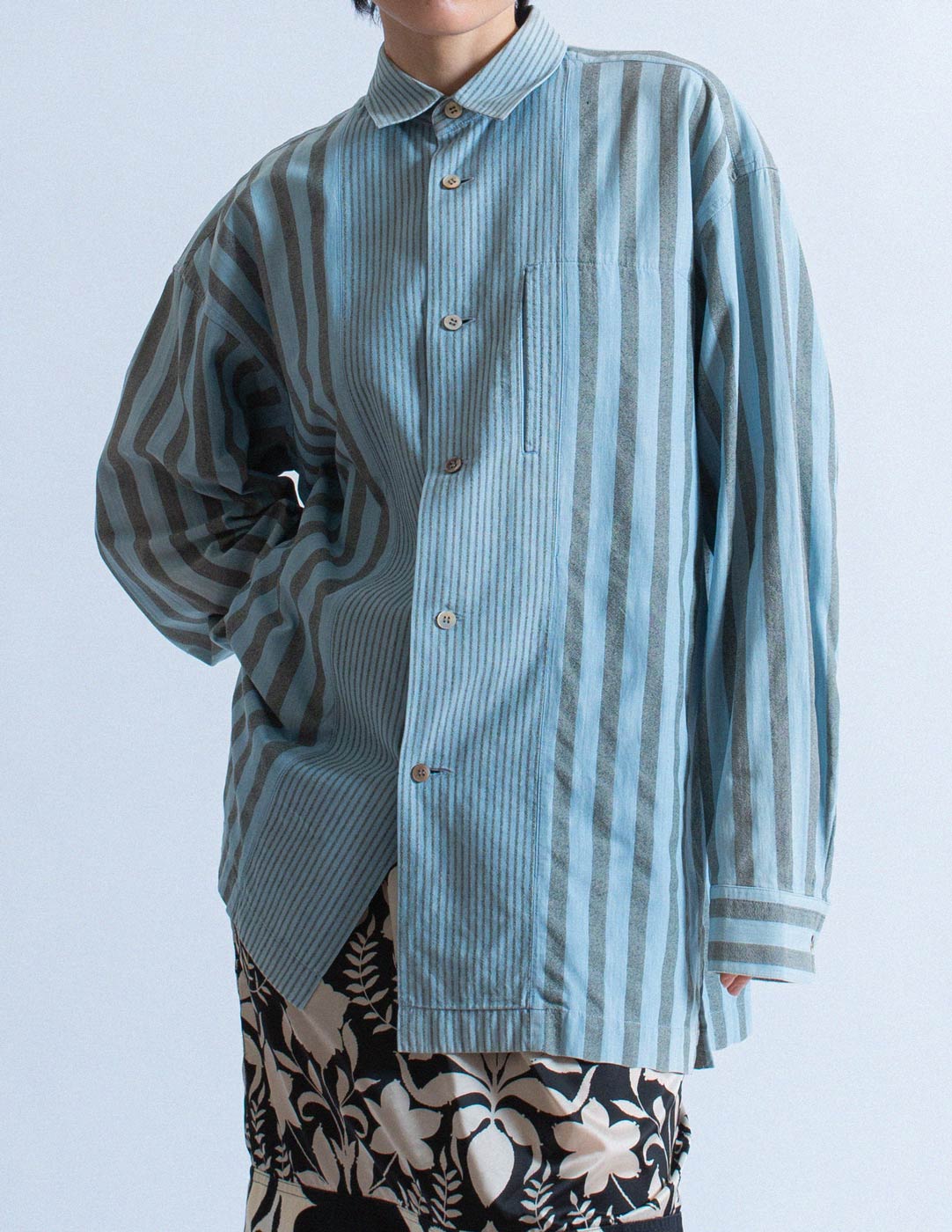Issey Miyake vintage striped oversized shirt front detail