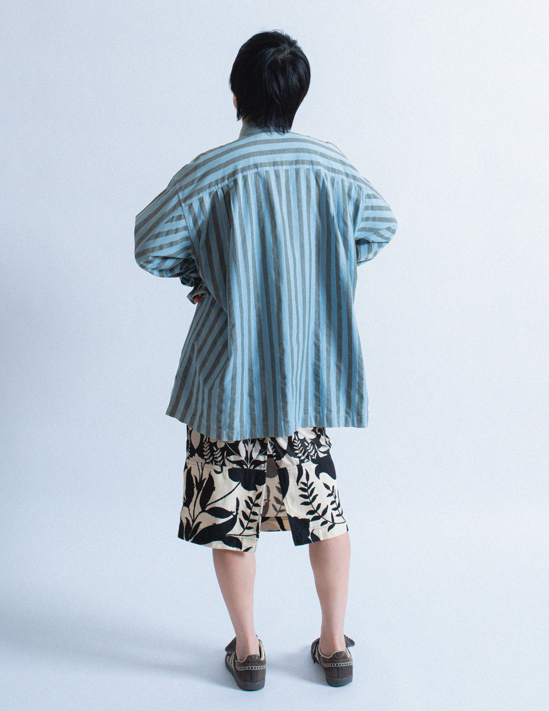 Issey Miyake vintage striped oversized shirt back view