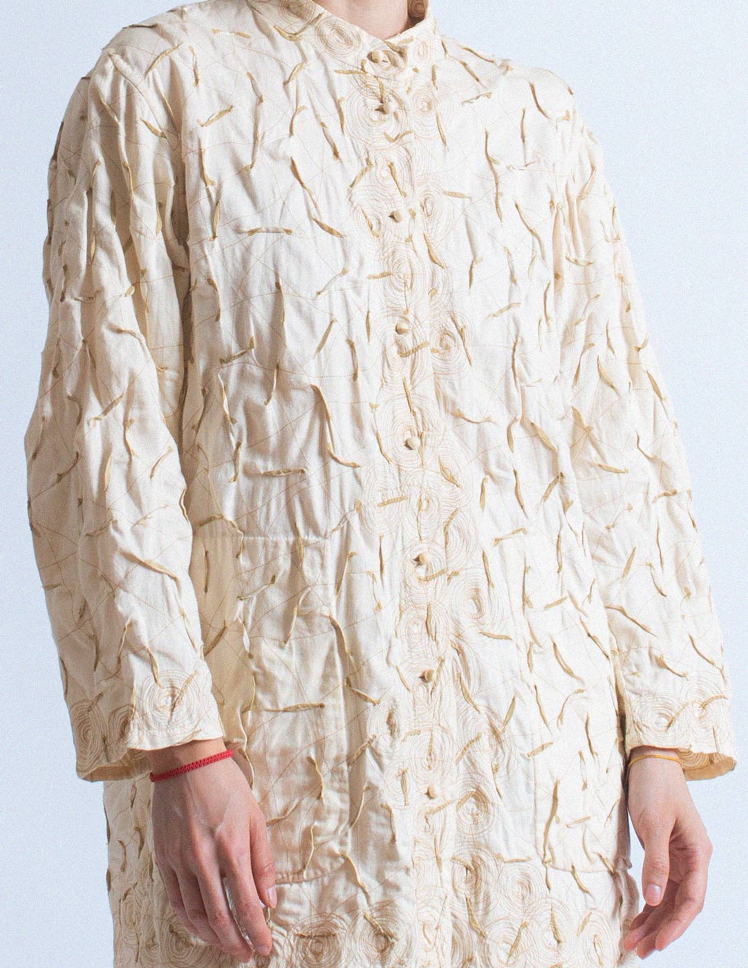 Issey Miyake HaaT cream textured shirt jacket detail