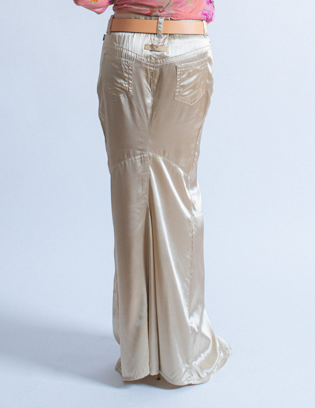 Jean Paul Gaultier vintage gold maxi skirt back detail
