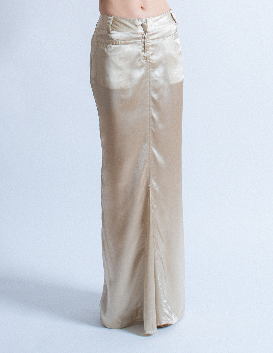 Jean Paul Gaultier vintage gold maxi skirt front detail