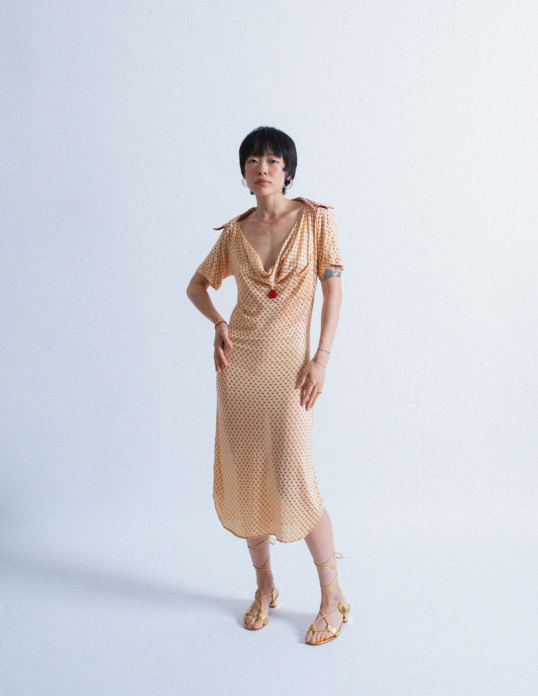 Jean Paul Gaultier vintage perforated drape dress