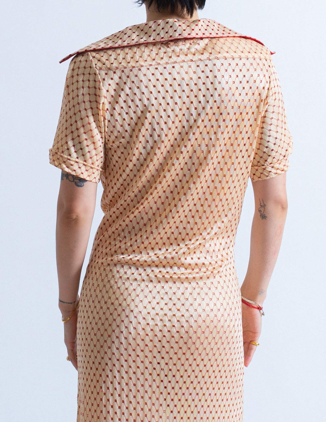 Jean Paul Gaultier vintage perforated drape dress back detail
