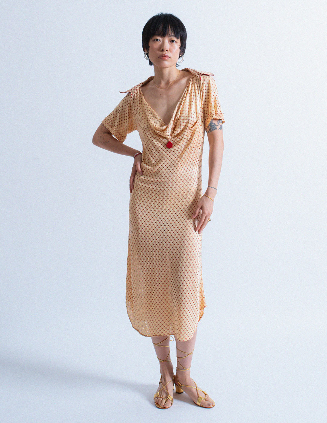 Jean Paul Gaultier vintage perforated drape dress