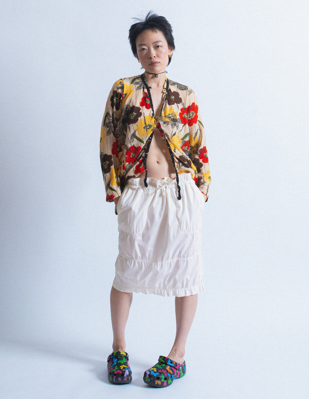 Junya Watanabe vintage floral cardigan with sequin trim