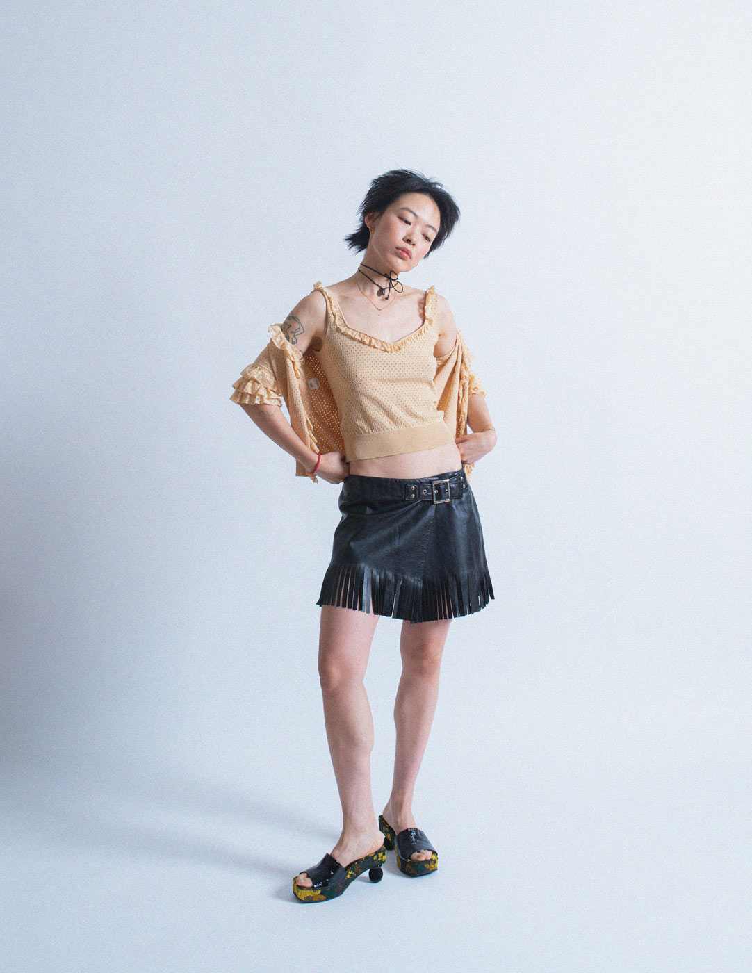 D&G fringe leather skirt