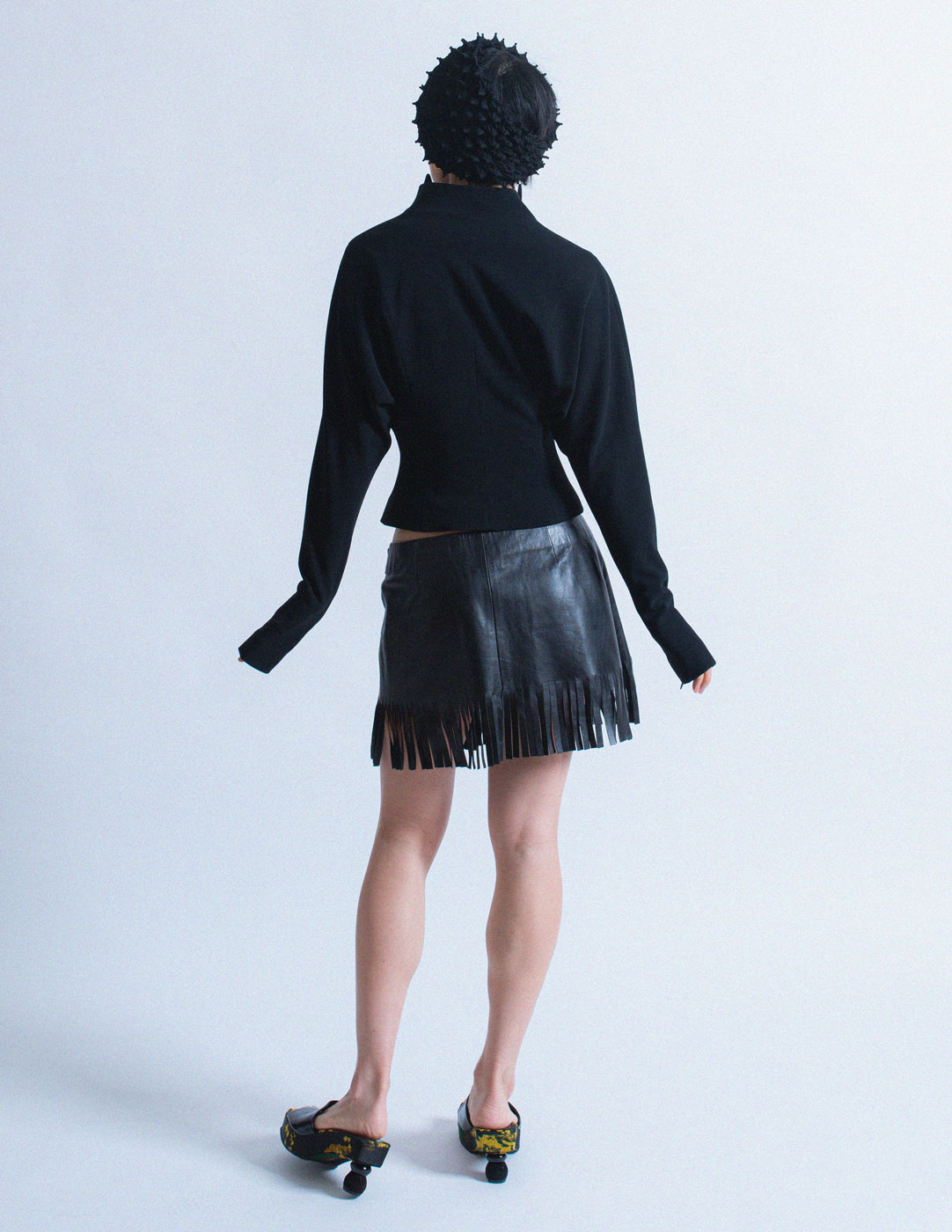 D&G fringe leather skirt back view