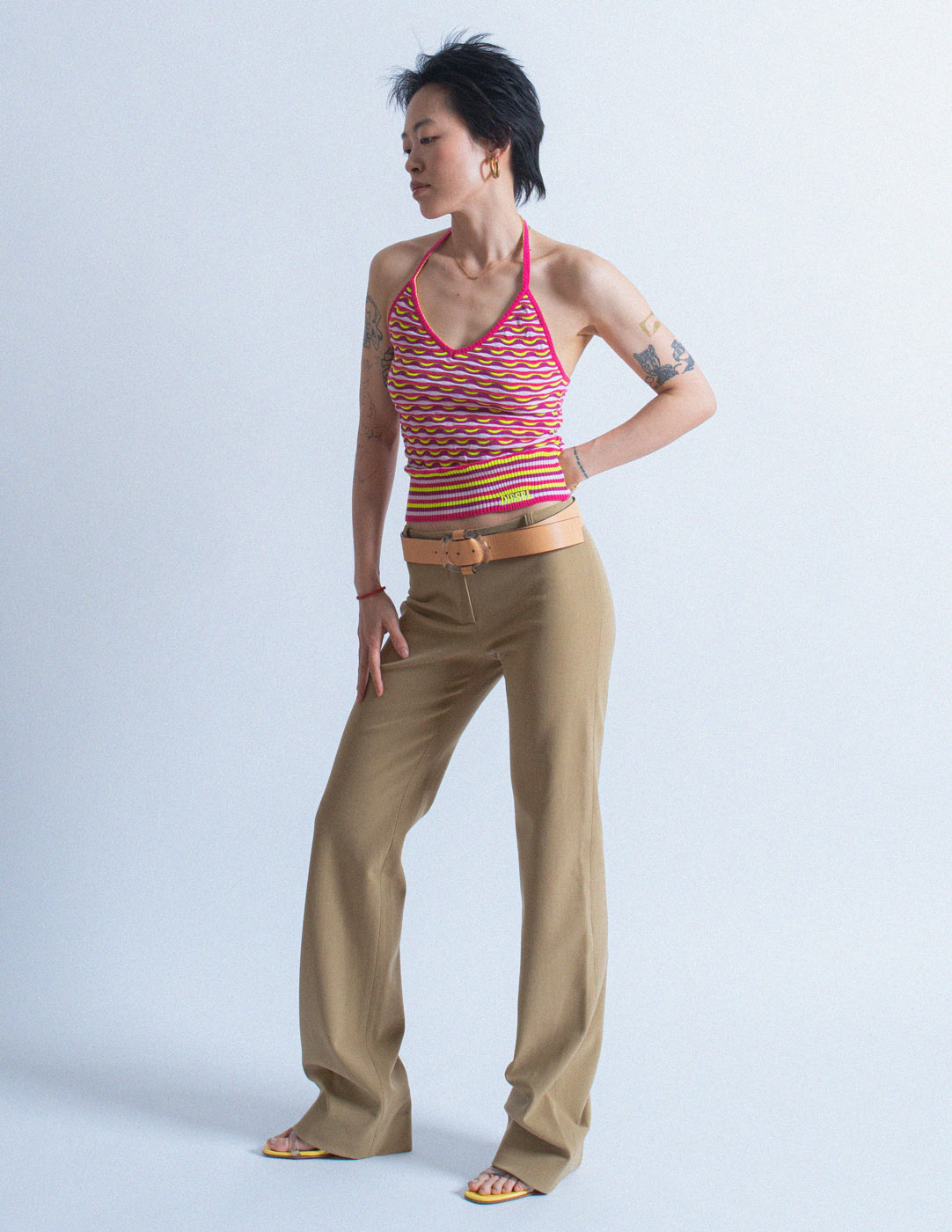 Plein Sud vintage khaki wool blend trousers