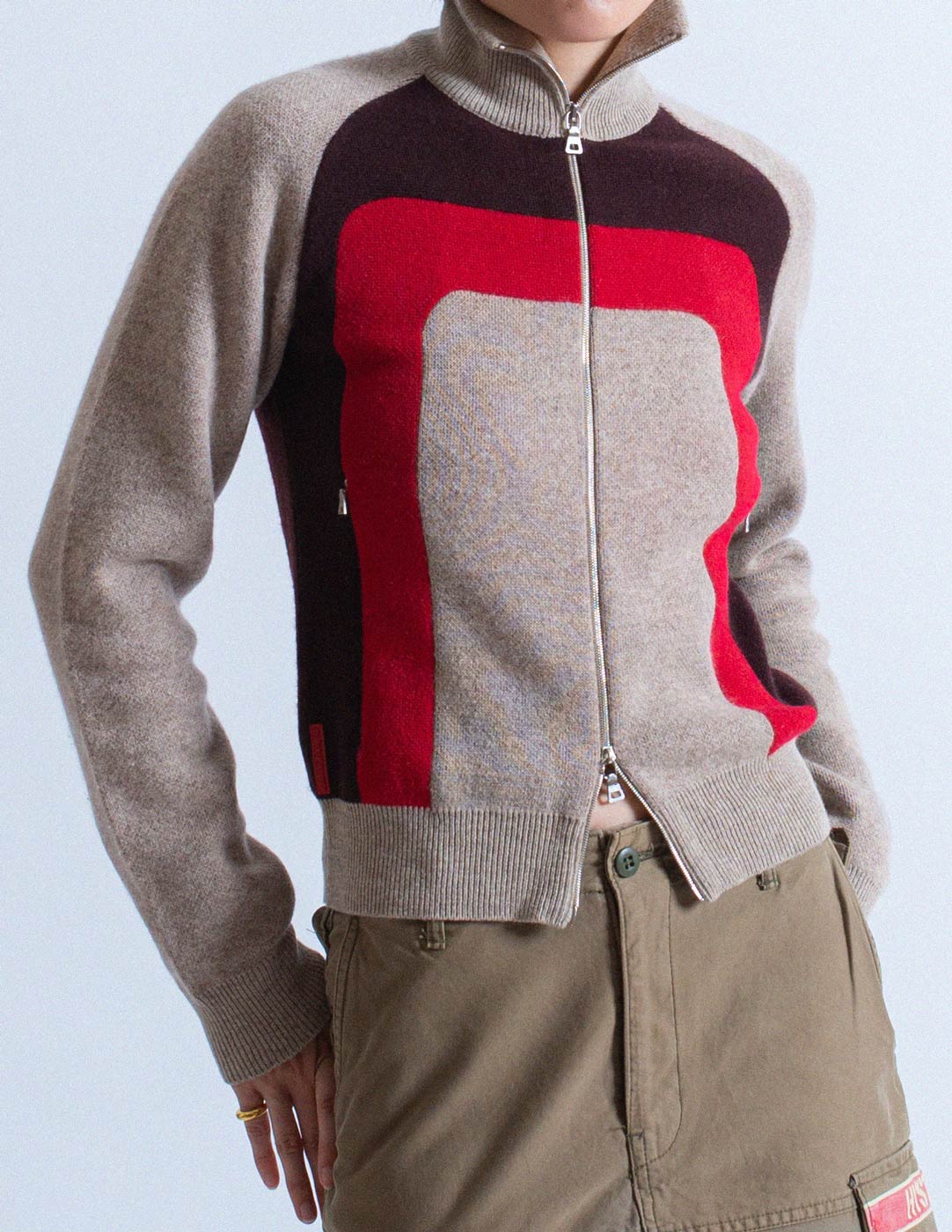 Prada zipped wool and cashmere cardigan detail