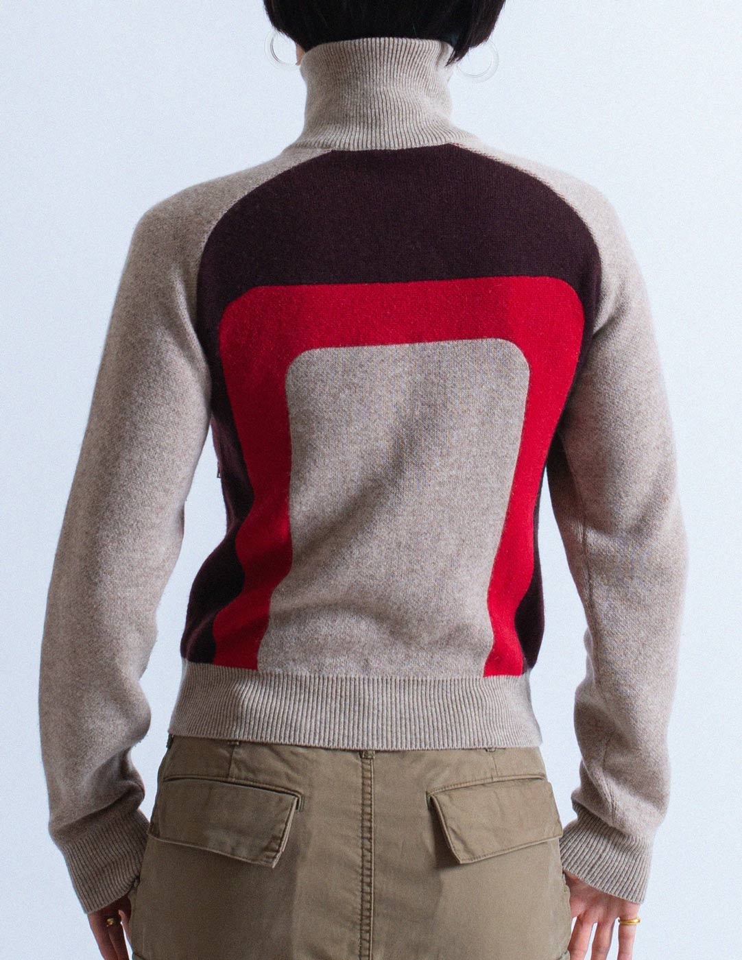 Prada zipped wool and cashmere cardigan back detail