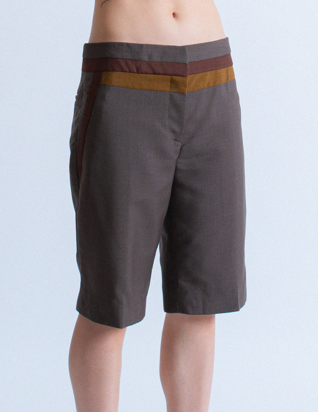 Prada gray mohair and wool Bermuda shorts front