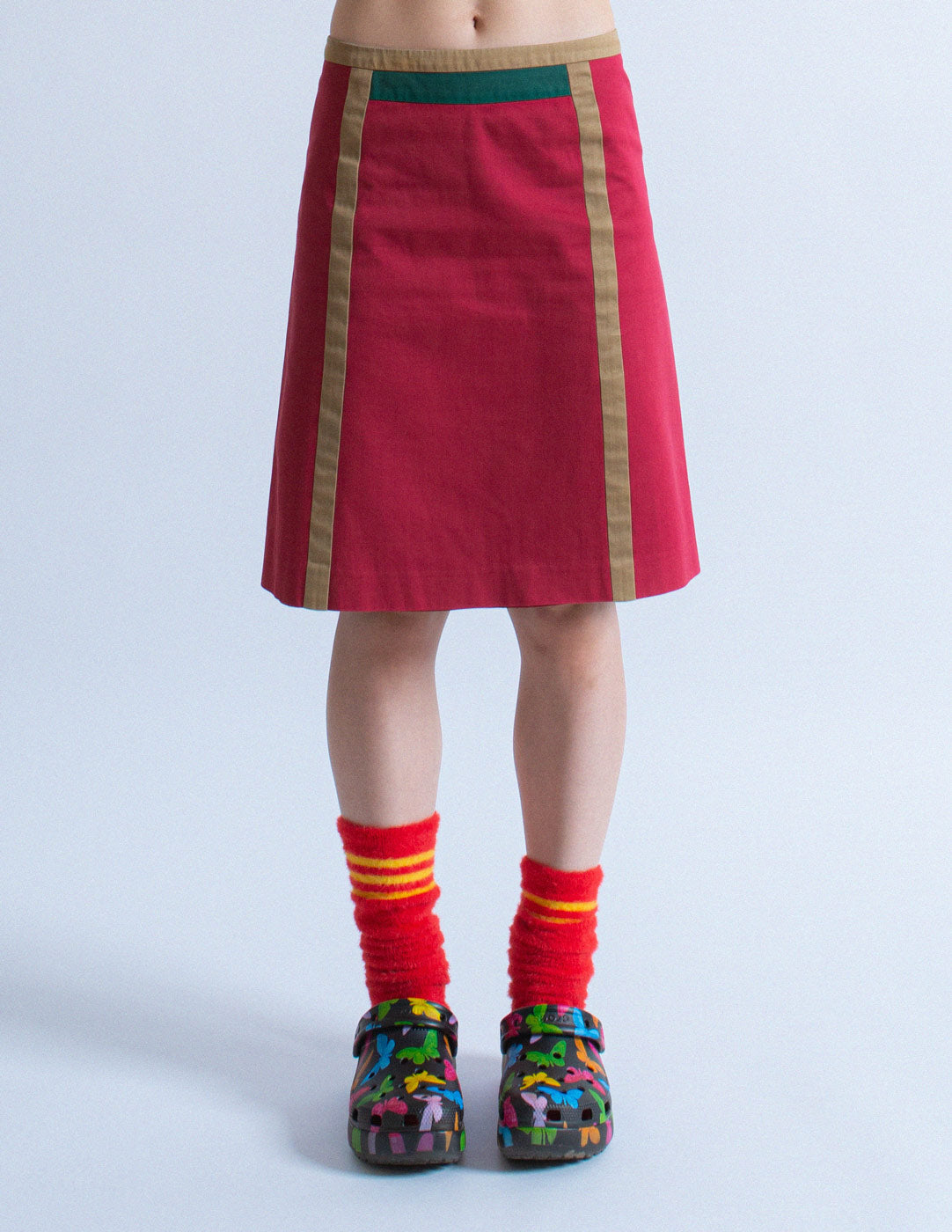 Prada tri-colored cotton skirt front detail