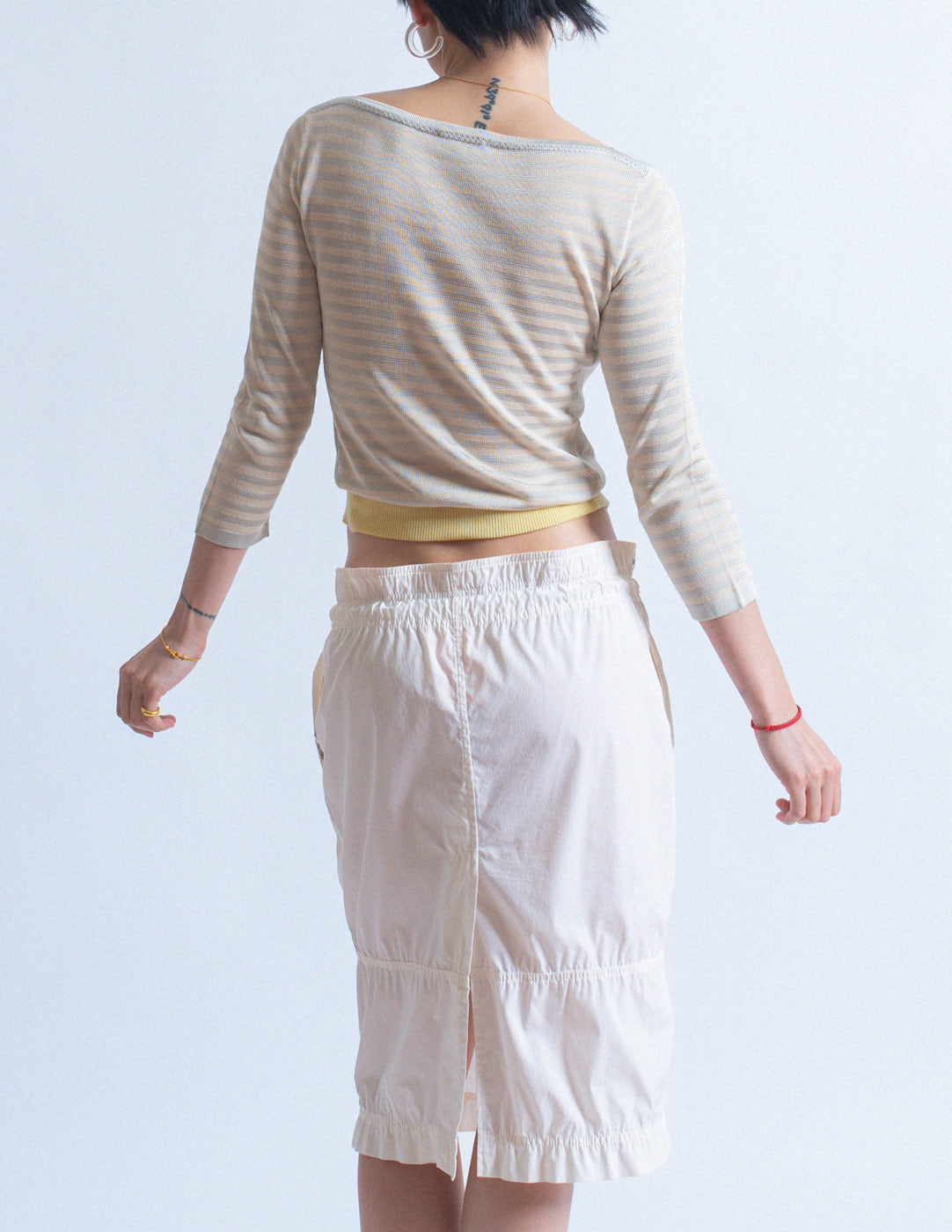 Prada vintage white drawstring skirt back detail
