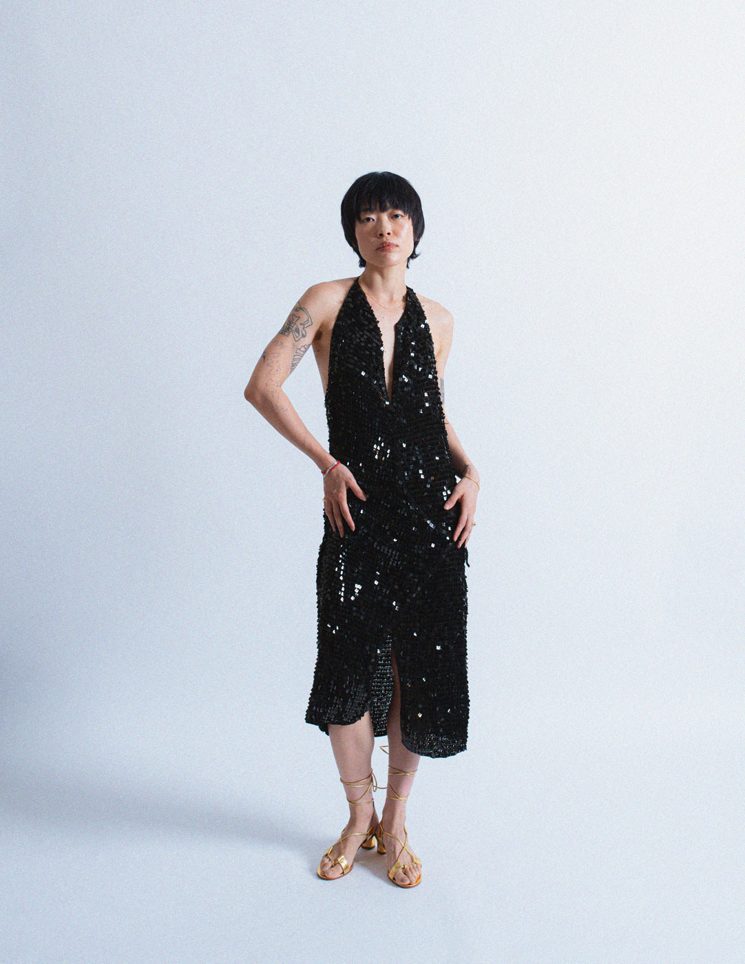 Plein Sud vintage sequined halter dress