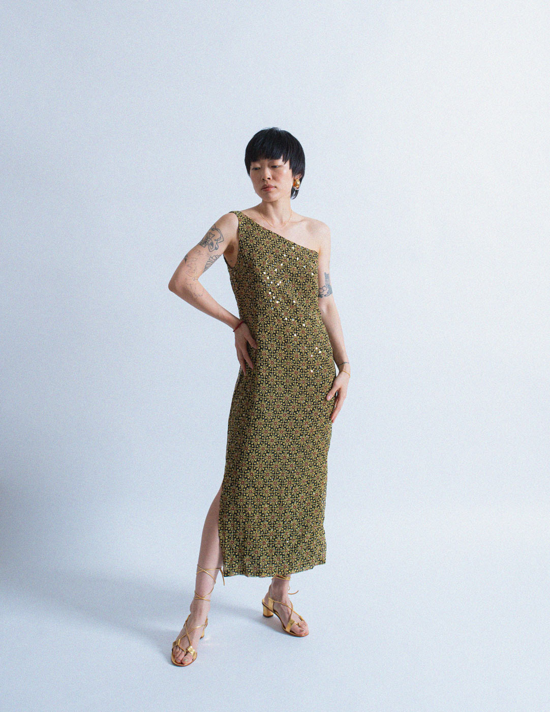 Versus vintage patterned sequin silk dress