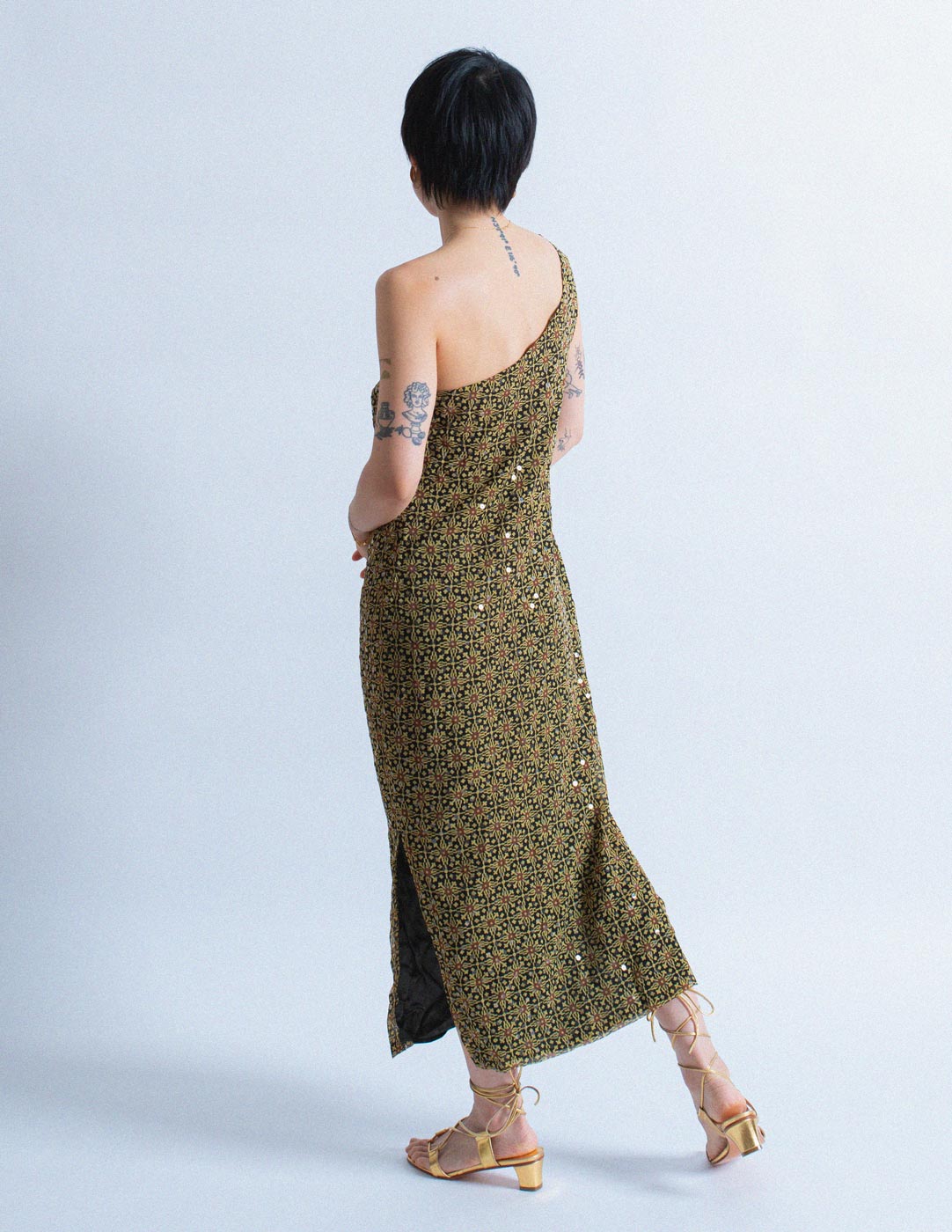 Versus vintage patterned sequin silk dress back view